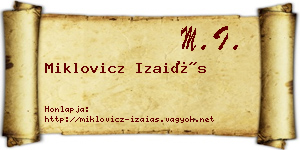 Miklovicz Izaiás névjegykártya